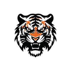 tiger head face angry vector drawing illustration	
