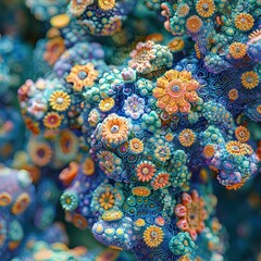 A vibrant, generative AI-generated 3D digital backdrop, featuring a mesmerizing array of interconnected hexagons, each pulsating with subtle color variations and intricate patterns, creating 