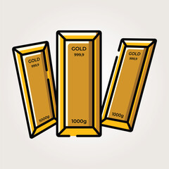 gold bar 999.9 pure of gold icon vector vintage illustration
