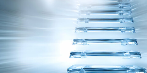 Abstract Blue Glass Staircase Illustration With Light And Modern