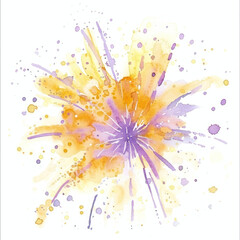 PNG Watercolor firework purple fireworks yellow.