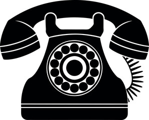Vintage Rotary Telephone Silhouette - Classic Communication Vector Illustration