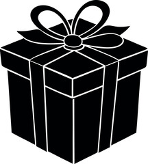 Gift Box Silhouette with Ribbon - Holiday and Celebration Vector Illustration
