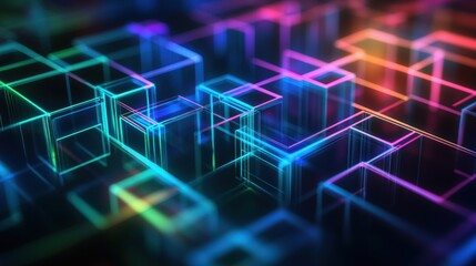 Obraz premium Exploring a digital maze abstract environment art style cube structures virtual realm