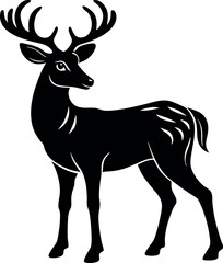 Deer Silhouette - Elegant Wildlife Animal Vector Illustration