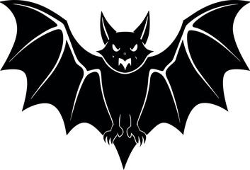 Angry Bat Silhouette - Halloween and Horror Themed Vector Illustration