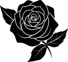 Rose Flower Silhouette - Elegant Floral Design in Black and White
