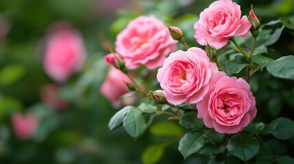 A stunning set of pink roses surrounded by