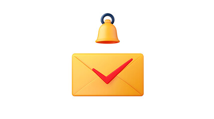Email Notification Icon with Bell and Envelope on transparent background Generative Ai