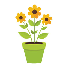 Flower pot vector illustration on white background.