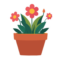 Flower pot vector illustration on white background.