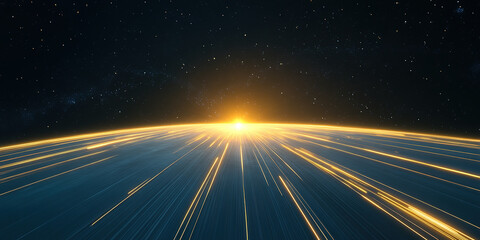 Obraz premium Universe starry sky horizon and glowing curve space theme technology background