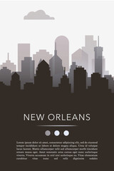 Fototapeta premium New Orleans city template for website, presentation, front page, invitation, publication sheet with skyline, landmarks. Vector Louisiana state, USA image layout, simple and grayscale