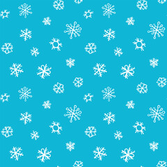Winter seamless pattern with white snowflakes on color background. Vector illustration for fabric, textile wallpaper, posters, gift wrapping paper. Christmas vector illustration. Falling snow.