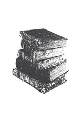 book, antique stipple photocopy effect collage element, with retro grainy texture. Vector illustration for grunge psychedelic surreal poster 