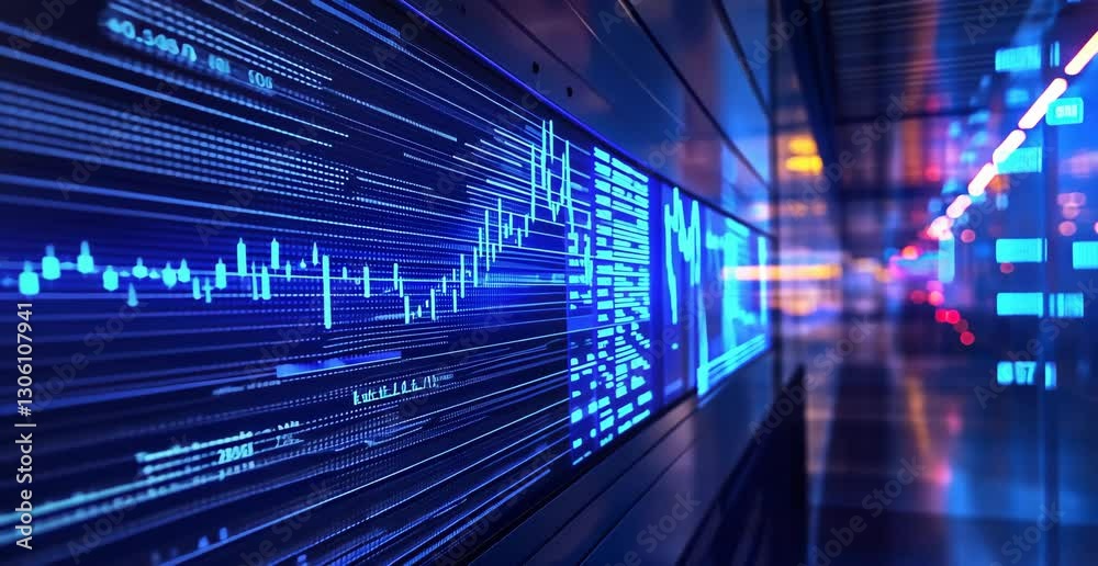 Poster abstract data visualization with dynamic lines and bright colors