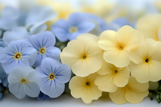 Close-up Photography Of Blue And Yellow Flowers In Soft Light