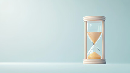 Close-up of a time hourglass on a solid color background