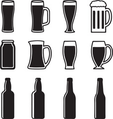 Fototapeta premium 12 Different Beer Style Set Silhouette Vector Vol - 4 ,plastic, silhouette, liquid, cocktail, alcohol, beer