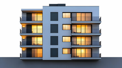 Modern Apartment Building 3D Render