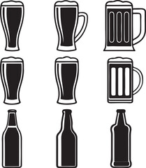 Fototapeta premium 12 Different Beer Style Set Silhouette Vector Vol - 3 ,plastic, silhouette, liquid, cocktail, alcohol, beer