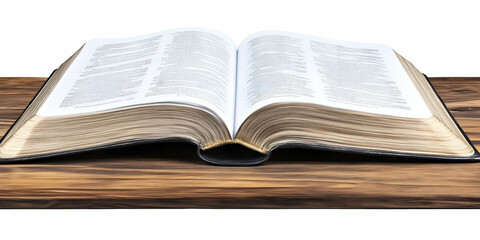 Detailed Photo Of An Open Book On A Rustic Wooden Surface Isolated In