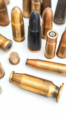 Detailed Photo Of Various Bullets Shells On White Background