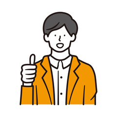 笑顔でグッドサインを出すビジネスマンの上半身のイラスト素材