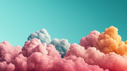 Vibrant clouds against a teal background.