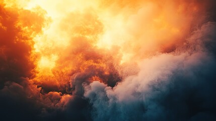 Fototapeta premium Abstract fiery orange and white smoke cloud effect