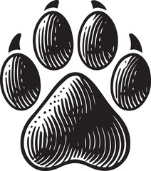 black and white dog, dog paw silhouette vector icon black and white