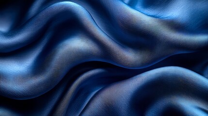 Obraz premium Deep Blue Silk Drapes Softly Luxurious Texture Shimmers Under Dramatic Light. AI Generated