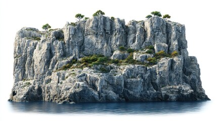 Majestic Coastal Rock Formation: A Serene Island Landscape