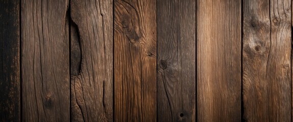 Naklejka premium Rustic wood plank texture background featuring an array of dark and light wooden tones ideal for use in design and decoration projects.