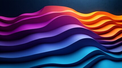 Obraz premium Vibrant layered waves gently undulate in warm sunset hues. AI Generated