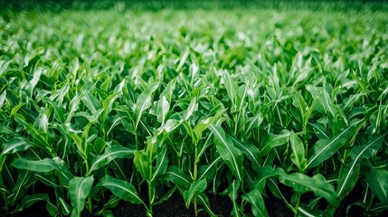 Lush Green Corn Sprouts  Young Corn Plants  Spring Agriculture