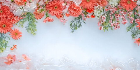 Floral Background Illustration Pink And White Flowers Arrangement On