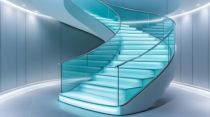 Modern Glass Spiral Staircase 3D Illustration