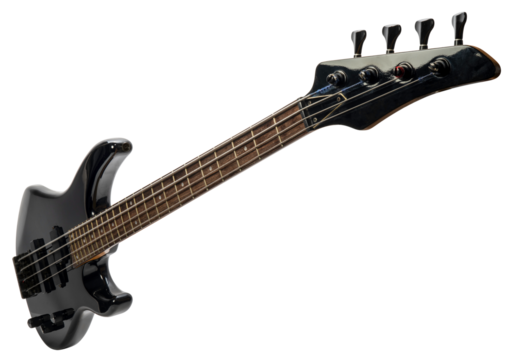 Electric bass guitar isolated on white background, Electric guitar on white background with work path.