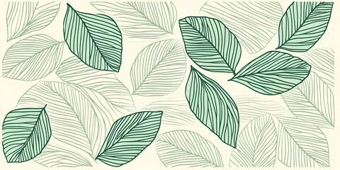 Green Leaf Pattern Illustration Seamless Nature Background Design