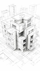 3D Building Architectural Design Sketch