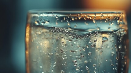 Close-up of water droplets forming on a cool glass of purified