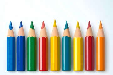 Illustration Of Colorful Pencils With Yellow Blue Green Red And