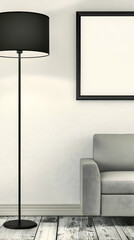 Minimalist Interior Realistic Photo Of A White Room With Black Lamp