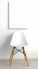 Minimalist White Chair With Wooden Legs In Modern Interior Photo