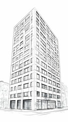 Modern Building Sketch Illustration