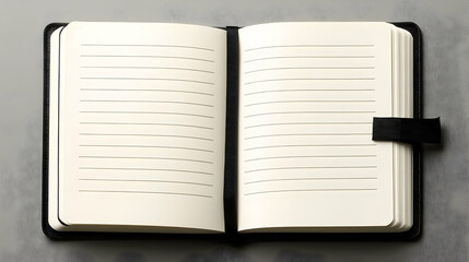 Open Notebook With Blank Pages Illustration On Textured Grey