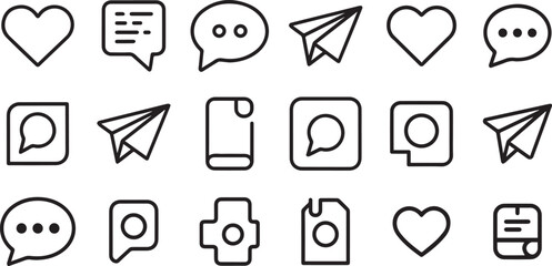 Minimalist Social Media and Communication Icons Set
