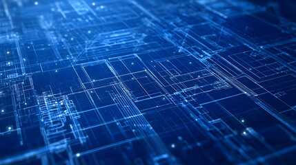 Intricate Digital Blueprint Grid with Futuristic Circuit Patterns