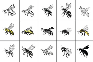 Cute Bee Flying Cartoon Vector Icon  Animal and Nature Concept